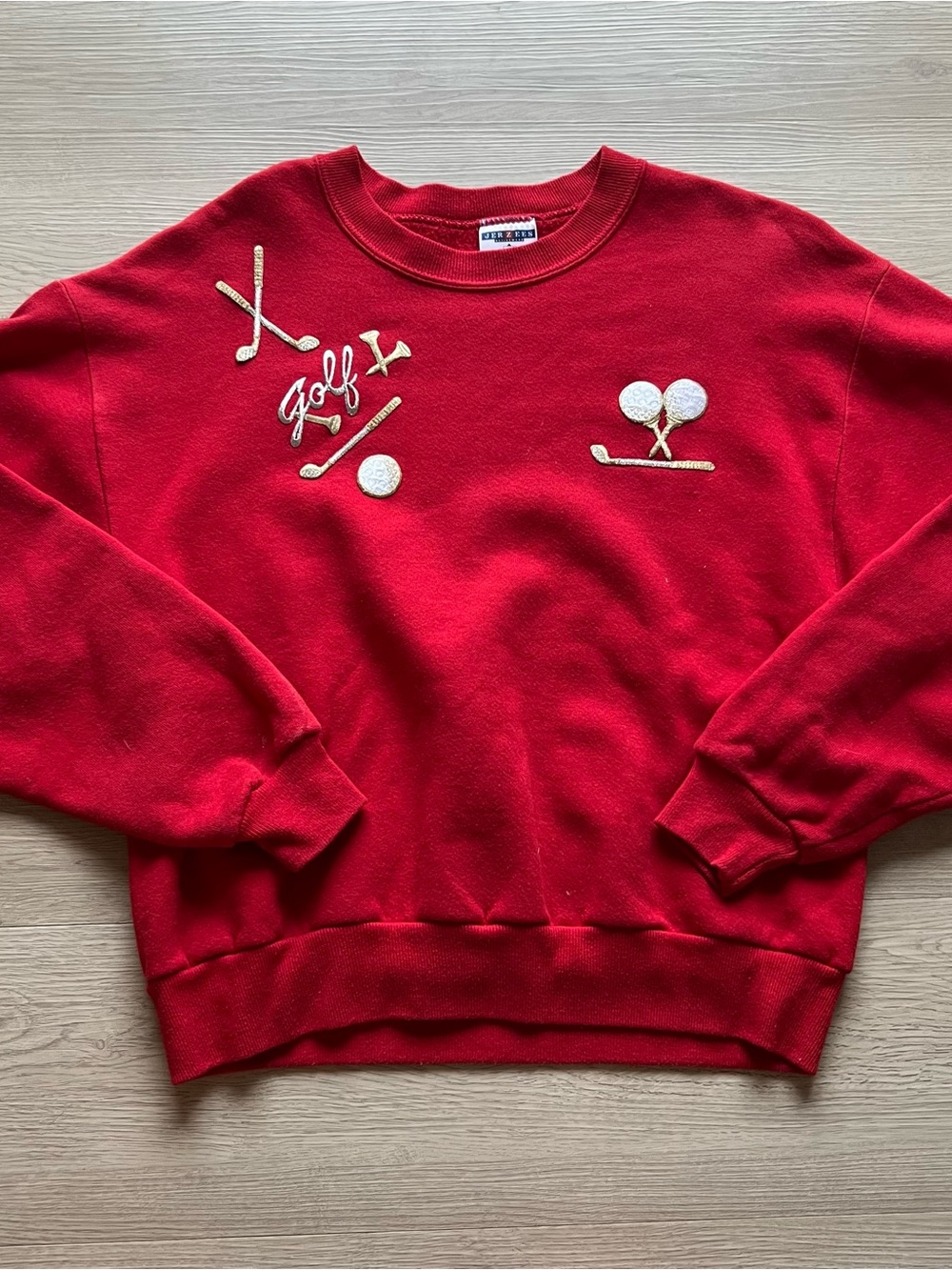 Classic Red Golf Embroidered Crewneck Sweater